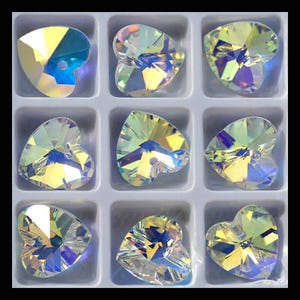 28pcs 14mm ab crystal love heart shape charms beads for jewelry making pendants