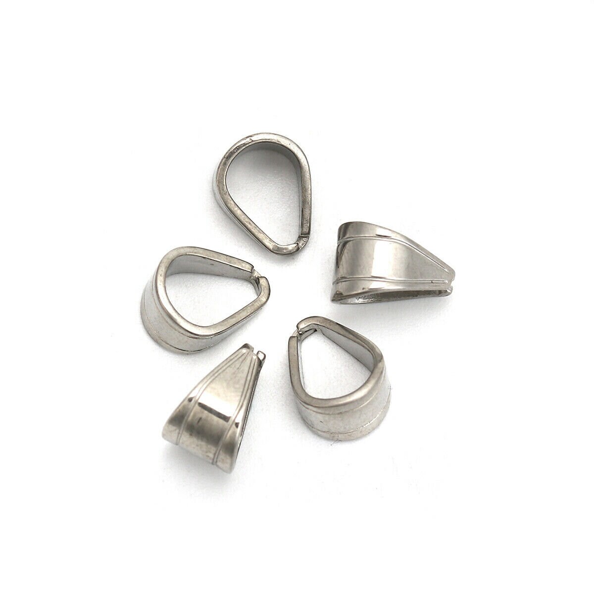 5 stainless steel pendant pinch bails clasps silver tone Etsy