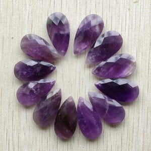 12pcs/lot natural amethyst faceted stone water drop charms diy jewelry pendants making wholesale