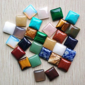 30pcs/lot natural stone mixed square cabochon beads for diy jewelry accessories