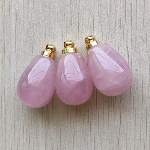 3pcs/lot natural rose quartz perfume bottle drop shape pendants for jewelry making