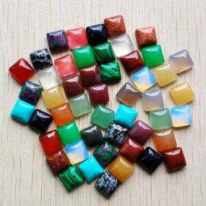 50 pcs/lot 2018 assortiment de perles cabochon carrées en pierre naturelle 10 mm