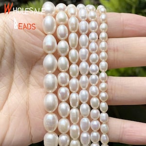 Natural Freshwater Rice Pearls: AAA Quality Loose Beads for Jewelry Making
