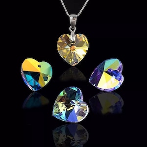 28 pezzi 14 mm perline pendenti in cristallo color ab per la creazione di gioielli ciondoli a forma di cuore per gioielli fai da te bracciali collane orecchini