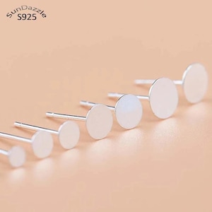 3~8mm solid 925 sterling silver earring stud needle post flat base pins settings-4pcs