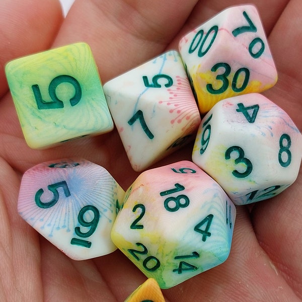 Dandelion Summer | Multicolor Dice | Colourful Dice | Dandelion Dice | Flower Dice | Nature Dice | DnD Dice | D&D Dice | DnD Gift | DnD