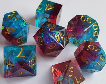 Red Tempest Sharp Edge Dice | Red Tempest Dice | Holo Foil Dice | Holographic Dice | Storm Dice | Electric Dice | D&D Dice | DnD Dice | DnD