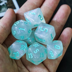 Minty Fresh Dice | Ice Dice | Icy Dice | Runic Dice | Mint Green Dice | Cold Dice | DnD Gift | D&D Dice | Snow Dice | White Dice | Mint Dice