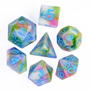 Waterlily Dice | Multicolor Dice | Colorful Dice | Lilly Dice | Cute Dice | Pastel Dice | Candy Dice | Violet Dice | D&D Dice | DnD Dice