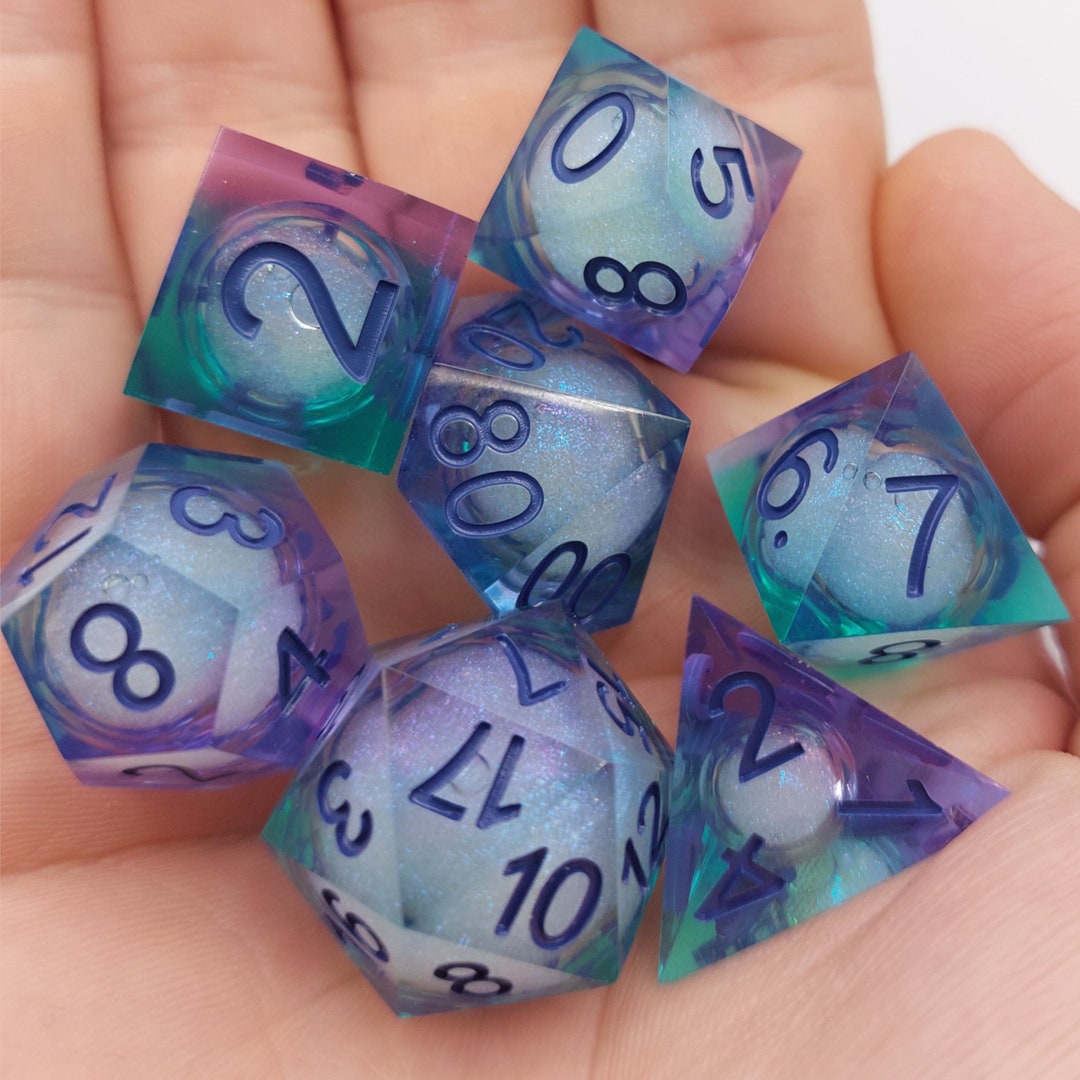 Heavenly Bodies Liquid Core Dice Liquid Core Dice Purple Dice Glitter Dice Violet Dice Water