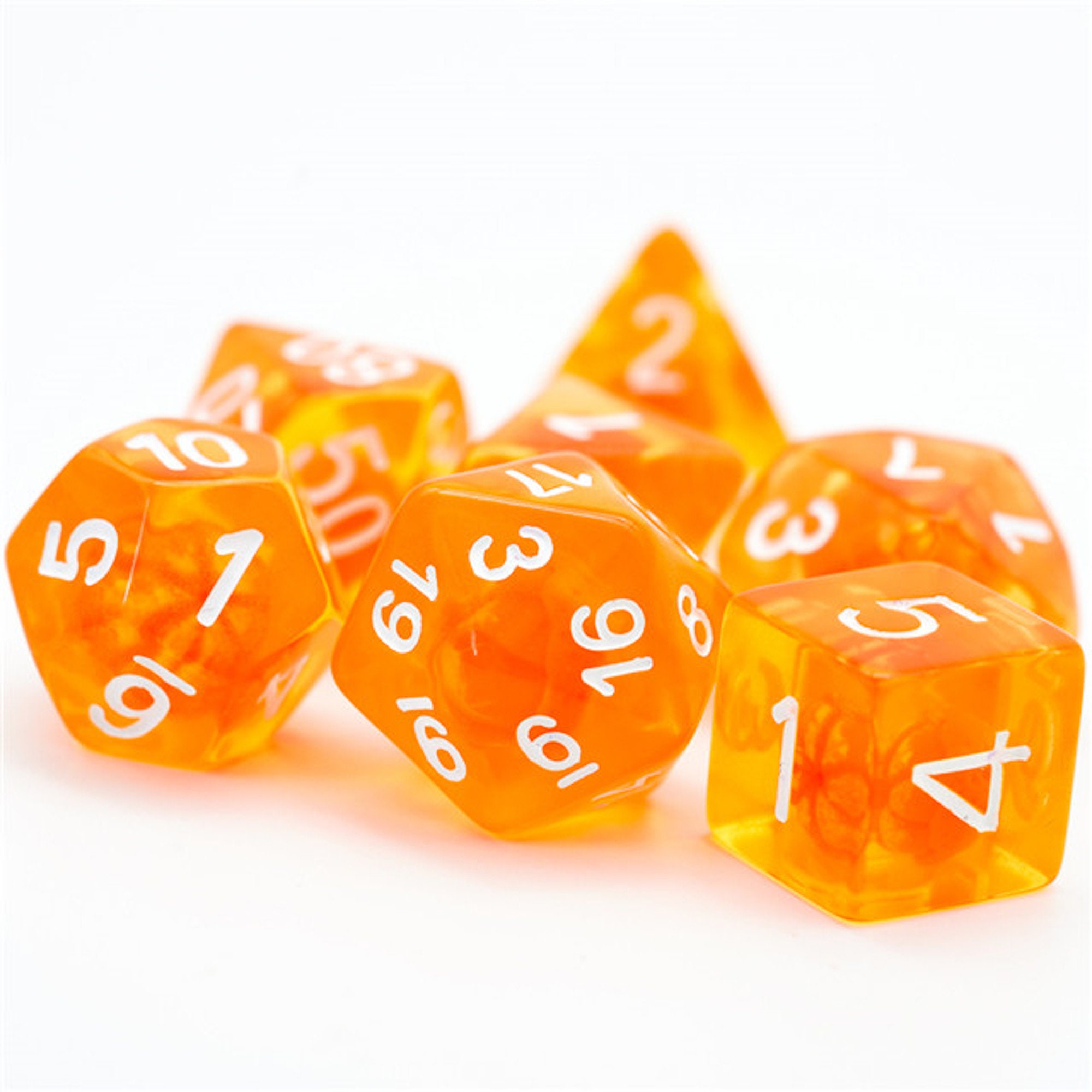 RPG,Role Playing Dice Tangerine set of 7 DnD 