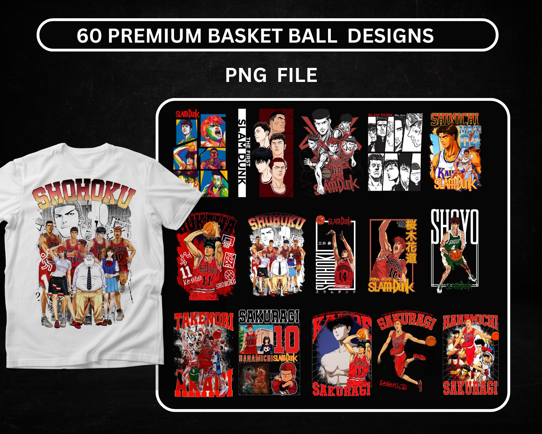 60 Premium Basketball T-shirts Design Bundle 