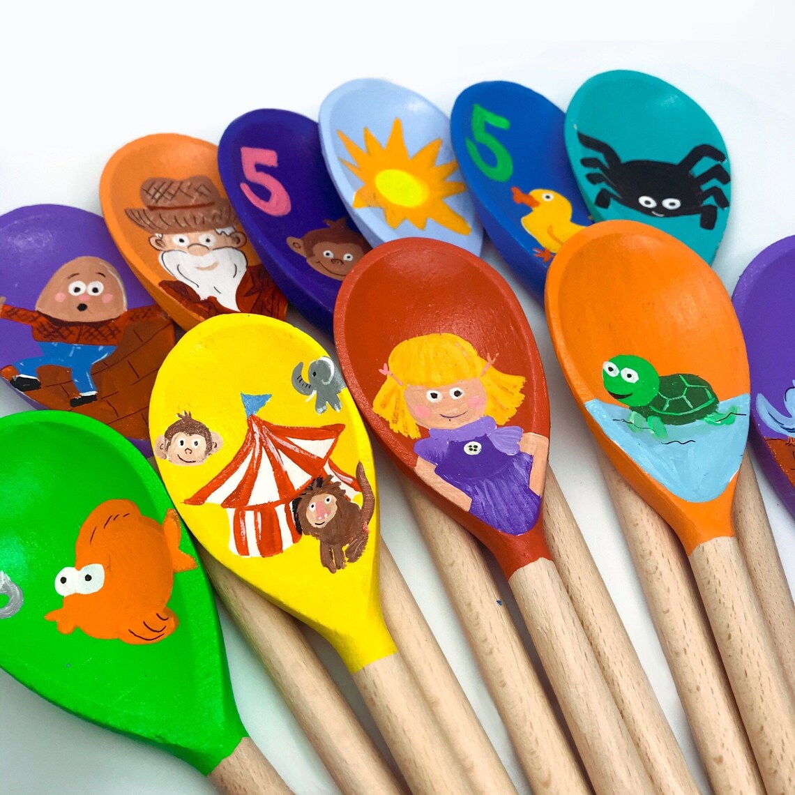 Wooden childrens nursery rhyme spoons learning tools school Etsy