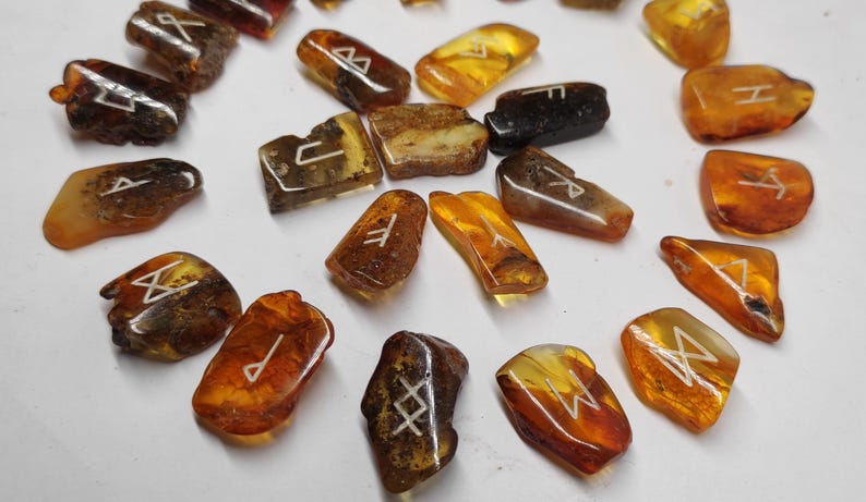 Amber Rune Set of 25 Pcs.runes of the Elder Futhark. - Etsy