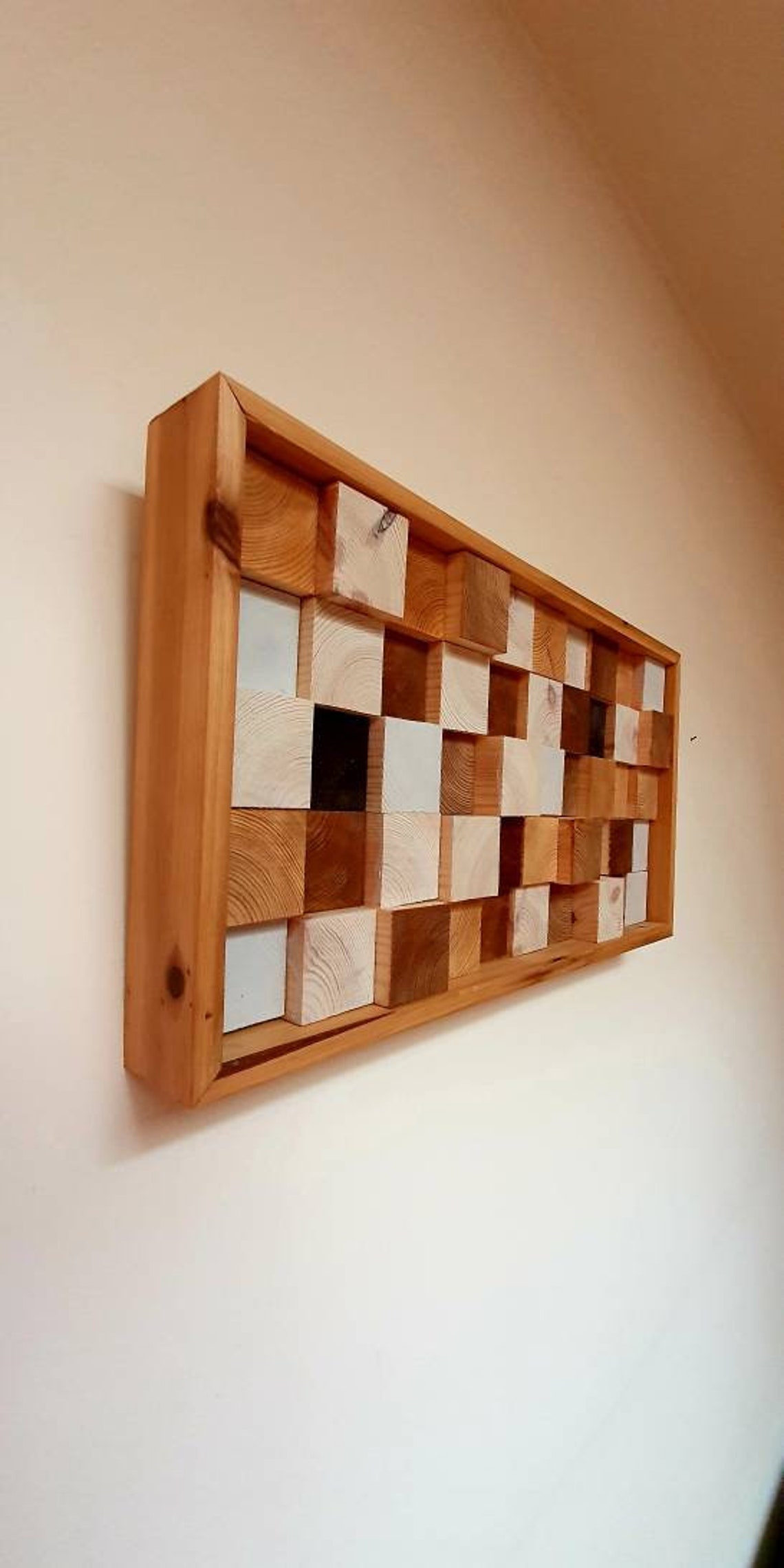 Handmade 3D Wooden Block Wall Art Etsy