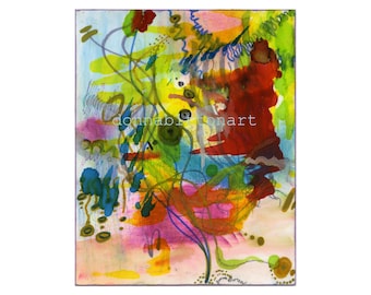 Impresión artística abstracta de jungla: ilustración en técnica mixta