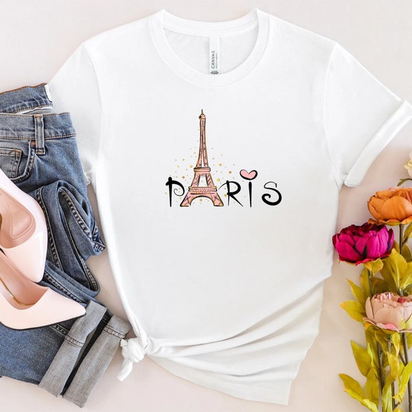 Bonjour, Paris! Eiffel Tower Graphic Tee, French Inspired Shirt, Paris T-shirt Gift, Summer Olympic Games 2024 Shirt, Vacation in Paris Tee