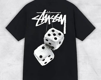 Stussy Printed Streetwear T-Shirt, Lucky Dice Shirt, Y2K Tshirt Tee, Trendy Shirt, Custom Sweatshirt & Hoodie, Stussy Tee