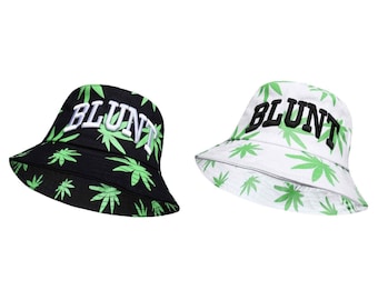 New Blunt Bucket Hat Leaf Weed Marijuana Cannabis Print Hat Unisex Beach Sun Hats Foldable Festival Hats