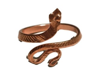 Womens Handmade Cobra Snake Fashion Copper Adjustable Size Hippy Boho Ring