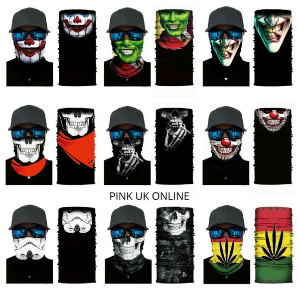 Skull Joker Balaclava Neck Tube Scarf Bike Gaiter Snood Face Mask Bandana Unisex Adult Size