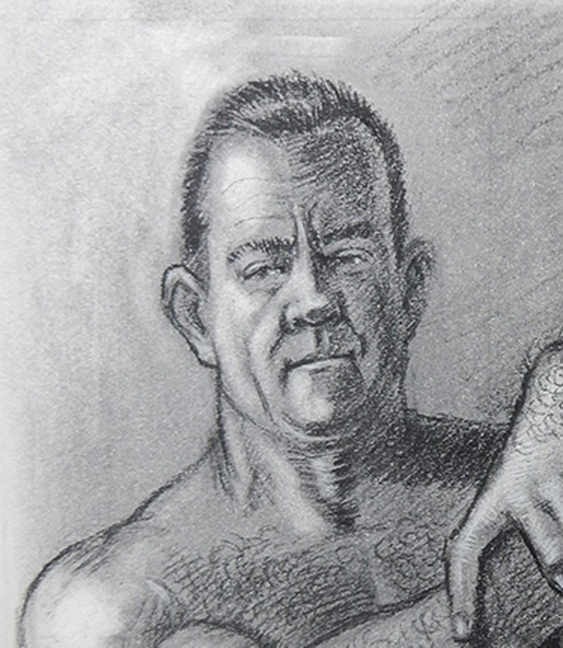 Artist signed ORIGINAL charcoal pencil drawing of nude man Etsy