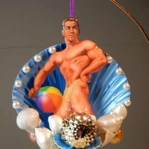 Handmade Muscleman Ornament: Kitsch Pride Christmas Decor