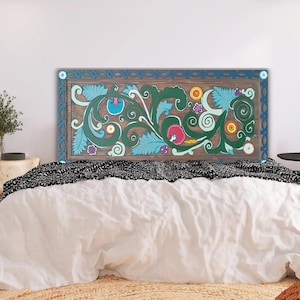 Cabeceros de cama de madera tallados a mano tamaño queen o king, cabecero floral, pie de cama, diseño personalizado, muebles rústicos, bohemios