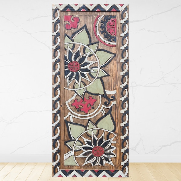 Mandala Custom Barn Doors, Floral Design Barn Door, Interior Doors, Sliding Door, Made to Order Hand Carved Door, Custom Size Wood Door