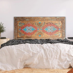 Modern Hand-Carved Solid Wood Bed Headboard, King, Queen Headboard, Custom Size Wooden Wall Decor