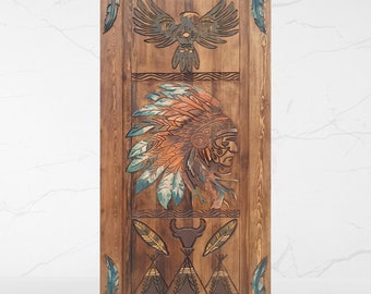 Hand-Carved Barn Door: Custom Size Rustic Wood Entrance