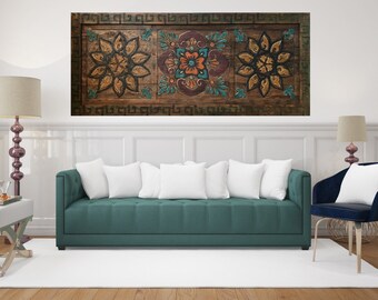 Floral Carved Wood Wall Hanging: Custom Wall Decor Panel