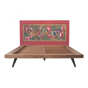 Hummingbird Wood Wall Decor | Handcrafted Boho Headboard | Tropical Carved Wall Art | Unique Floral Wooden Panel