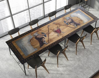 Distressed Wood Dining Table: Antique Style Barn Table (75x35x30 inches