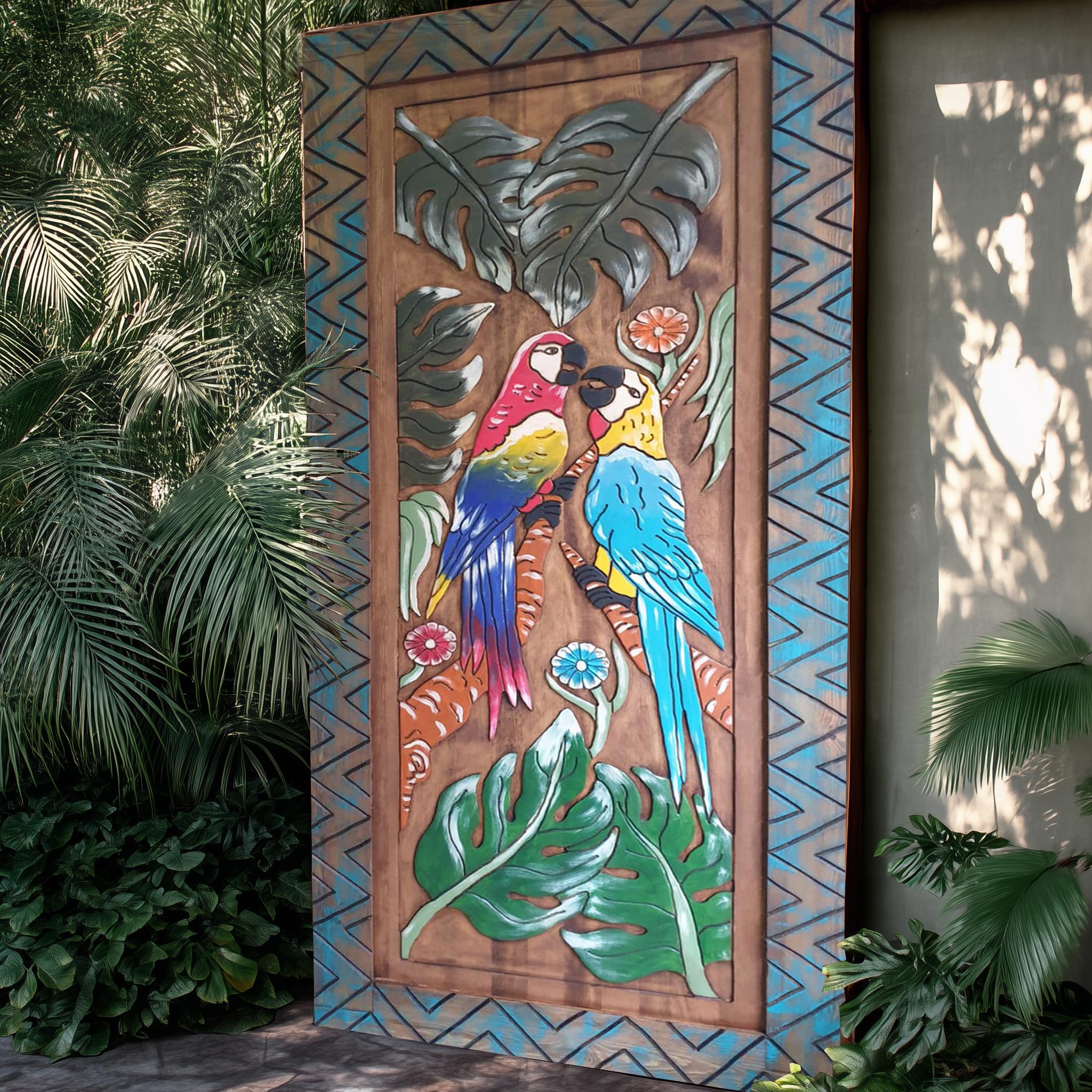 Parrot Carved Wood Door: Custom Farmhouse Entrance - Etsy