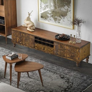 Decorative TV Units, Wooden TV Stands, Handcrafted TV Console Custom Size, Handmade Console for Living Room, Wood Tv Console Table