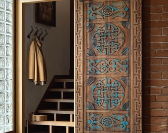 Hand Carved Wooden Barn Door: Custom Size Architectural Door