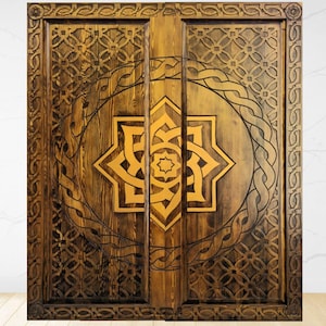 Hand Carved Barn Doors, Custom Size Interior Exterior Doors,  Carved Front Door, Custom Built Sliding Door,  Luxury entrance door