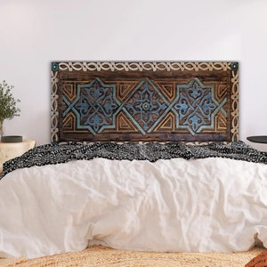 Antique Solid Wood Bed Headboard, Hand-carved Queen or King size Wooden Headboards Footboard, Luxury Headboard Carved Wood