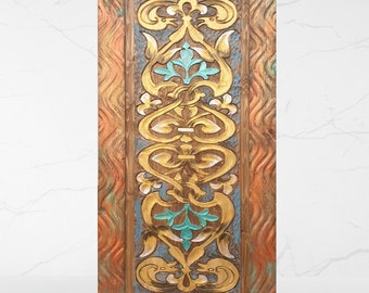 Hand Carved Floral Barn Door: Relief Design Wood Interior Door