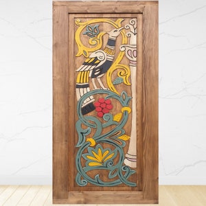 Antique Bird Custom Hand Carved Door, Antique Sliding Door, Basement Door, Art Studio Wood Door, Custom Made Door, Double Exterior Doors