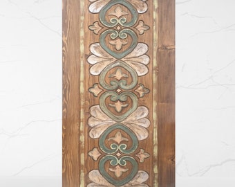 Hand Carved Floral Relief Barn Door: Decorative Wood Panel