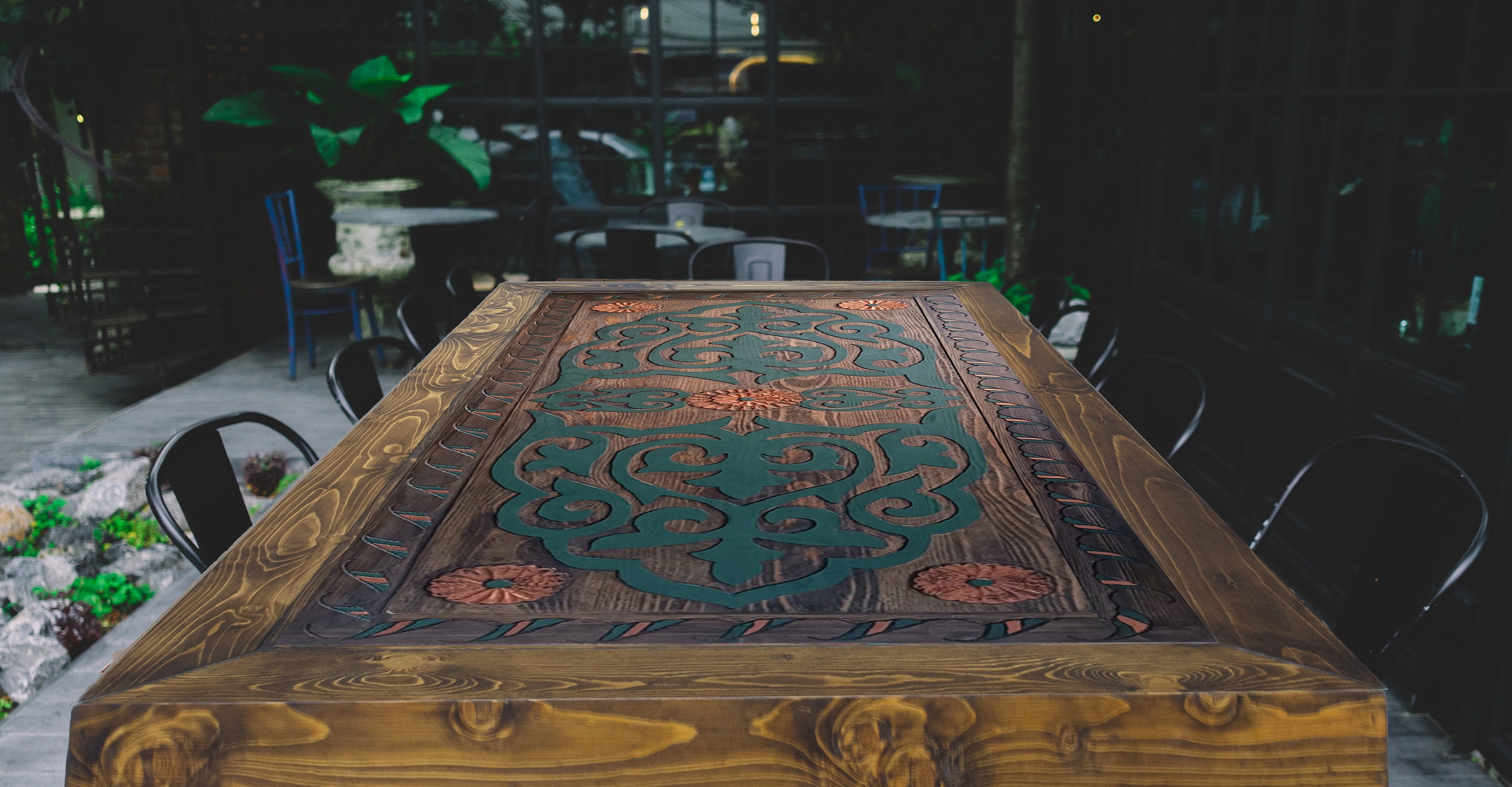 Handscraped Rustic Table Hand-carved Solid Wood Dining Table: Rustic Farmhouse Style - Etsy