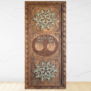Hand Carved Yoga Studio Barn Door, Custom Doors for Bedrooms, Bathrooms, Kitchens & Passages - Double and Single Doors, Custom Barn Door