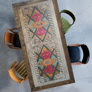 Custom Dining Table/Carved table/Unique table/Hand carved table/Dining table/Table/Custom Table/Wood Table/Wood Dining Table