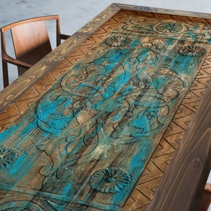 Decorative Wood Table, Carved Wood Table, Handmade Table, Custom Design Hand-carved Table, Dining Room Table, Farmhouse Wooden Table