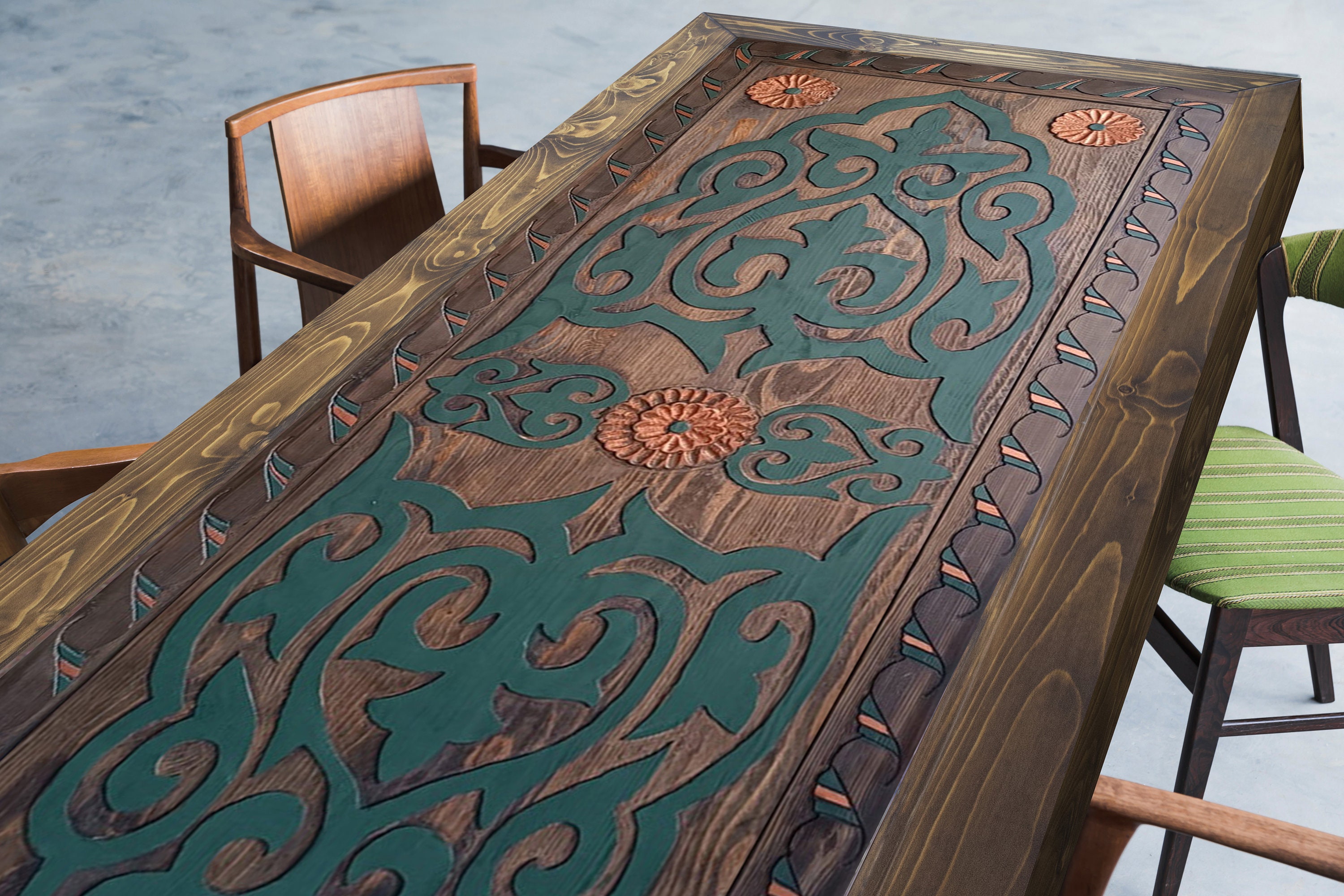 Handscraped Rustic Table Hand-carved Solid Wood Dining Table: Rustic Farmhouse Style - Etsy