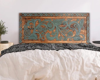 Hand Carved Woooden Decorative Large Head Board Panel, Classic Luxury Bedroom, Carved Headboards, Wooden Boho Bed Room, Wooden Footboard