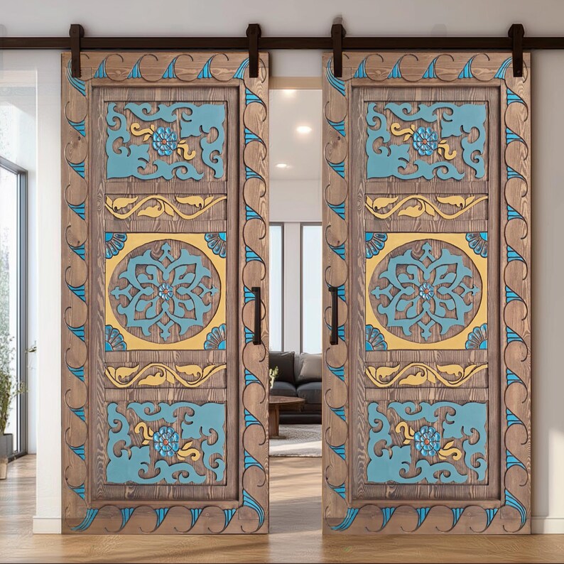 Hand-carved Barn Door: Custom Rustic Interior/exterior Sliding Door - Etsy