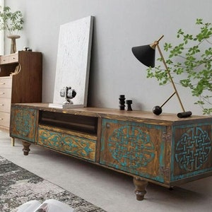 Handpainted Tv Consoles, Tv Cabinet, Entertaiment Unit, Handcrafted Consoles, Hand Carved Tv Cabinet, Wooden Tv Stand, Solid Wood Tv Stand